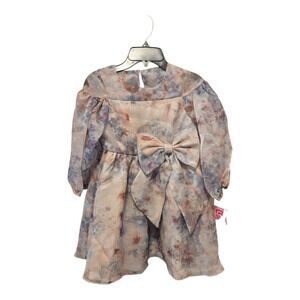 BBC-2 Rare Editions Big Girls Balloon Sleeve‎ Dress Size 6X - Floral Taupe